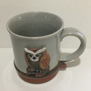 Vintage Speckled Stoneware 3D Owl Coffee Tea‎ Mug Made in Japan